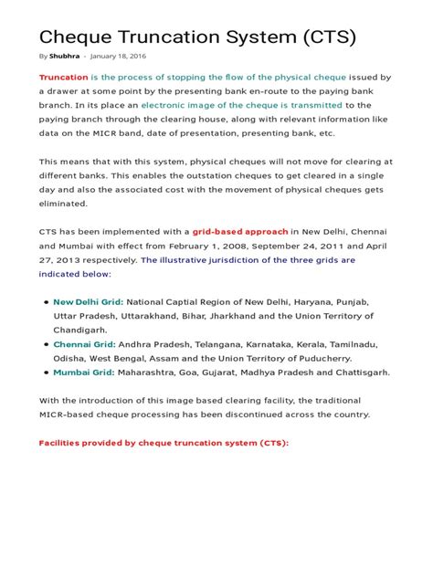 Cheque Truncation System (CTS) | PDF | Cheque | Financial Services