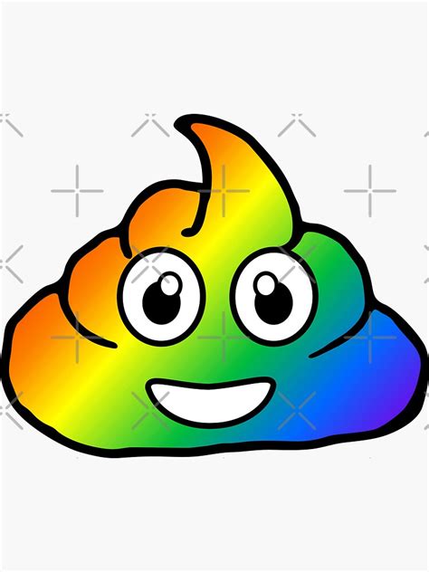 "rainbow poo emoji" Sticker by B0red | Redbubble