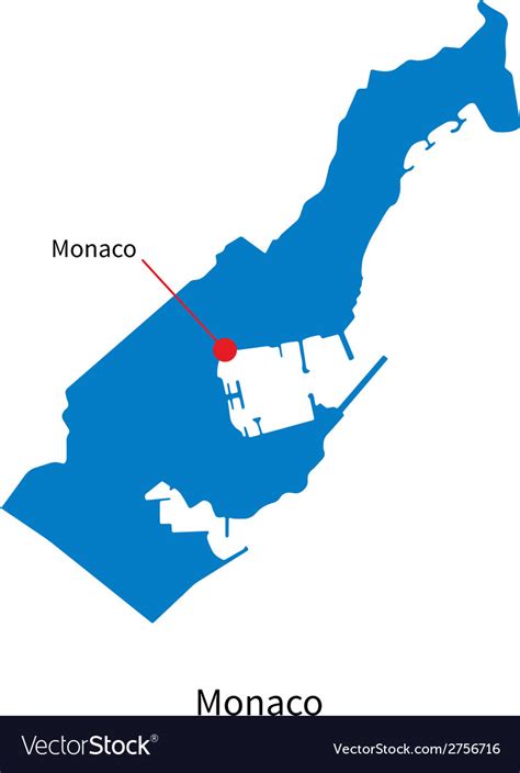 Detailed map of Monaco and capital city Monaco Vector Image