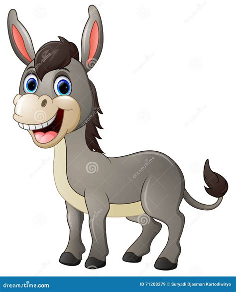 Cartoon Donkey Smile and Happy Stock Vector - Illustration of creature, amusing: 71208279