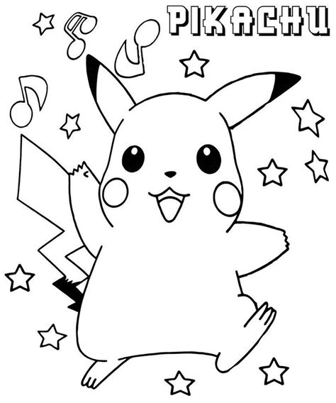 Easy printable coloring book drawing pikachu