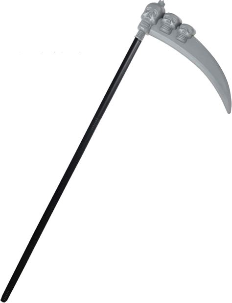 Amazon.com: Plastic Skull Grim Reaper Scythe Weapon Fake Sickle Halloween Scythe Costume ...