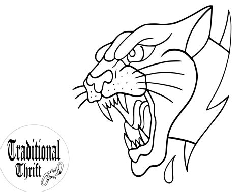 Panther Outline Tattoo