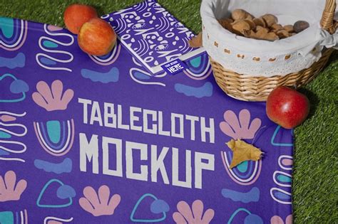 Premium PSD | Top view on tablecloth mockup