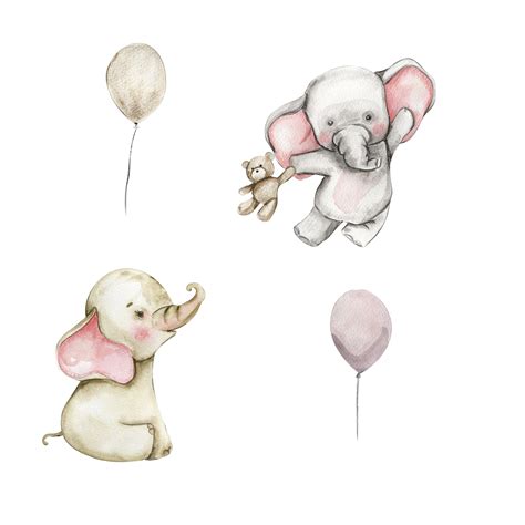 Watercolor hand drawn cute small baby elephant. 33540975 PNG