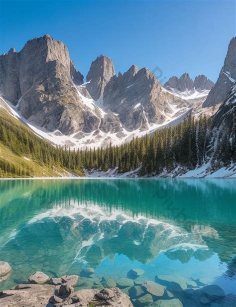 A Picturesque Alpine Lake Surrounded By Towering Peaks Photo | JPG Free ...