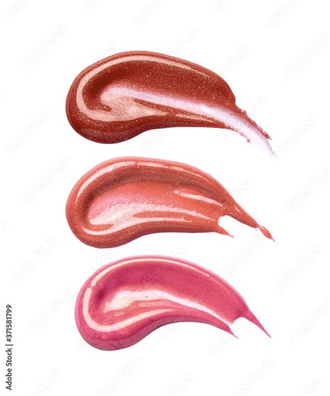 Different lip gloss swatches isolated on white Stock Photo | Adobe Stock