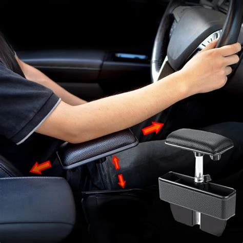 Car Armrest Pad Adjustable Leather Seat Organizers Center Console Universal Box Storage For Cars ...