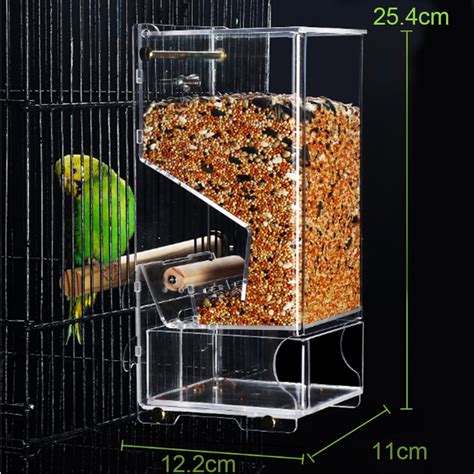 Automatic Bird Feeder Pet Bird Cage Feeder Food Container Transparent Parrot Feeding Box ...