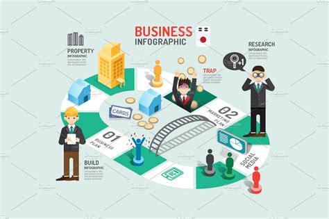 Business board game concept infograp | Work Illustrations ~ Creative Market