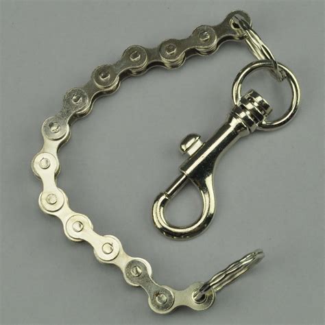 Bicycle Chain Keychain with Key Ring - Chrome