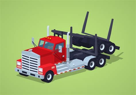 Low poly folded log truck Vector | Premium Download