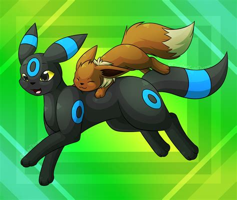 Commission - Shiny Umbreon and Eevee by CuteFlare on DeviantArt