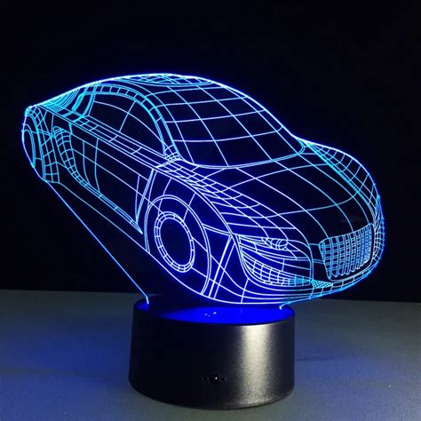 Cool Car Acrylic 3D Lamp 7 Color Chang Small Night Light Baby Remote ...