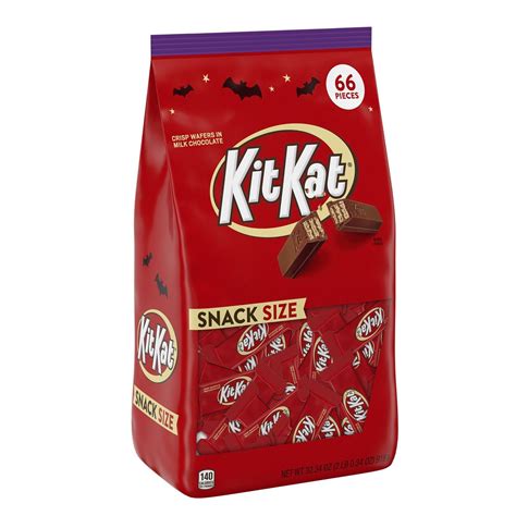 KIT KAT®, Halloween Candy, Snack Size Milk Chocolate Wafer Bars, 32.34 oz, Bulk Bag (66 Pieces ...