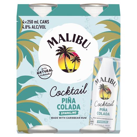 Malibu Cocktail Pina Colada 24 x 250ml Cans - Indibrew - Your Indigenous Beverage Partner