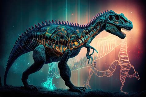 Premium AI Image | Dinosaur Dna Art Digital Neon Generative AI