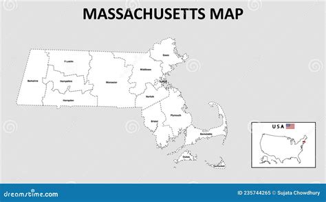 Massachusetts Map. State and District Map of Massachusetts Stock Vector - Illustration of ...