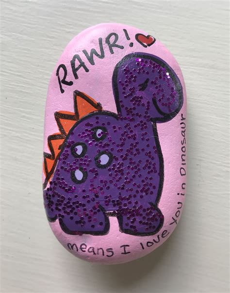 Dinosaur Painted Rock | Painted rocks, Rock and pebbles, Rock painting supplies