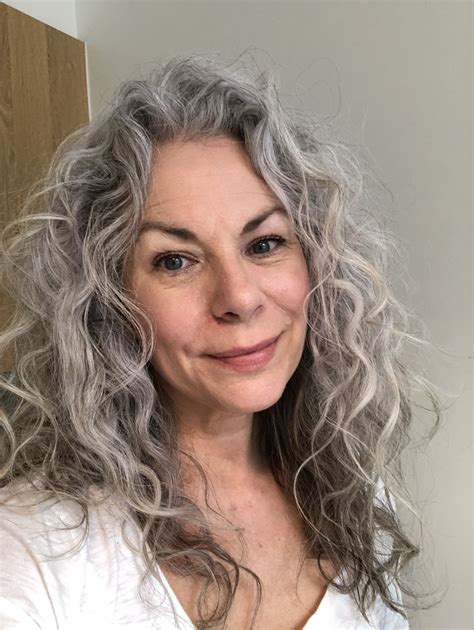 Naturally grey and curly | Grey hair treatment, Natural gray hair, Grey ...