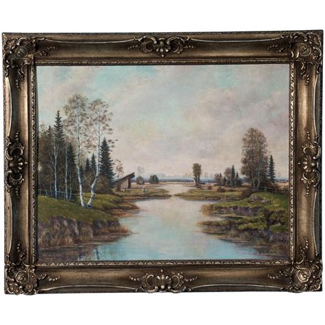 Early 20th Century Vintage Signed German Landscape Oil Painting