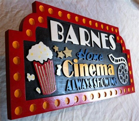 Custom Home Cinema Theater 3D routed custom wood sign movies bar Special Except I would want it ...