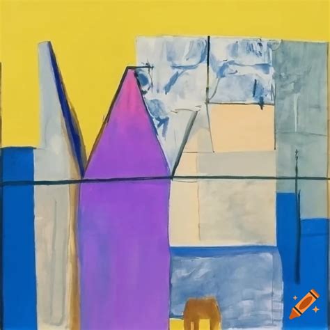 Georges braque and david hockney inspired architectural rendering on Craiyon