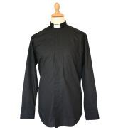 Black Poly/Cotton Men's Clergy Shirt - Clergy Apparel - Church Robes