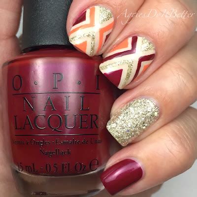 Aggies Do It Better: Fall maroon and gold nails with OPI Thank Glogg it's Friday!