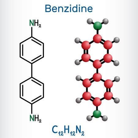 benzidine molecule. It is an aromatic amine, used for the detection of ...