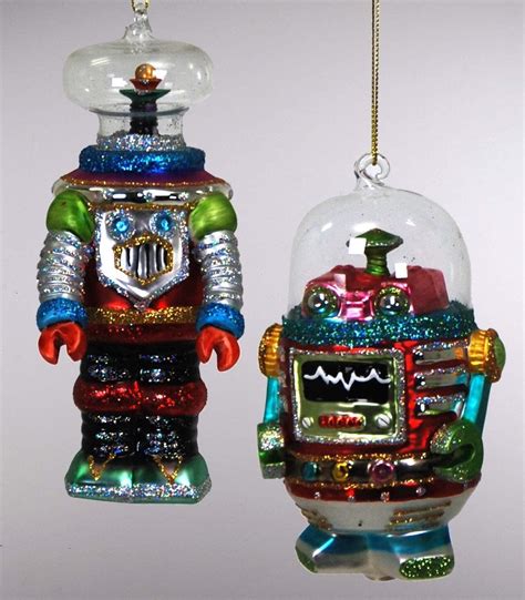 Amazon.com - LOST IN SPACE ROBOTS Set of 2 Space Age Glass Christmas ...