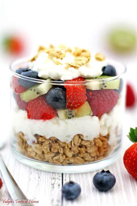 Breakfast Cottage Cheese Fruit Granola Parfait Recipe - Valya's Taste of Home