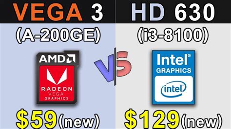 Vega 3 (Athlon 200GE) Vs. HD 630 (i3-8100) | iGPU Gaming Benchmarks ...