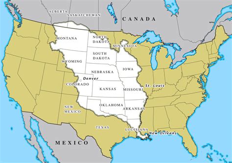 The territory purchased from France by the United States in 1803 ...