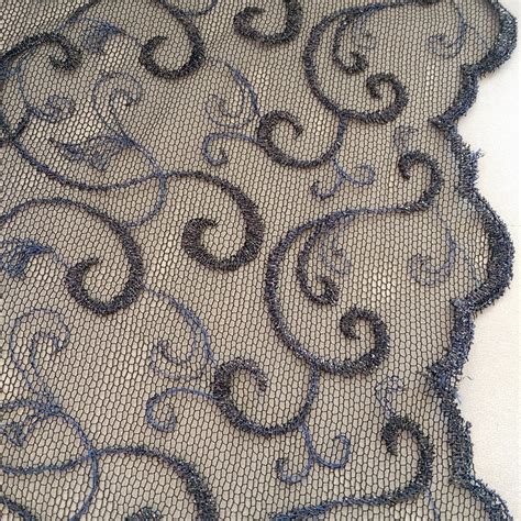 Navy Lace Fabric by the 1/2 yard Navy Shimmer Lace with