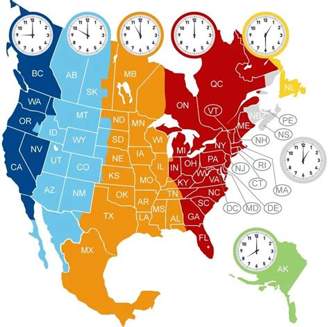 North America Time Zone Map | Large Printable Colorful, Details