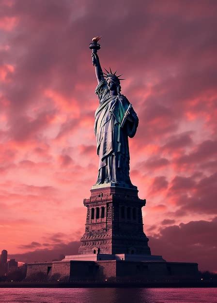 Premium Photo | Statue of liberty rising in the moonlight Generative AI