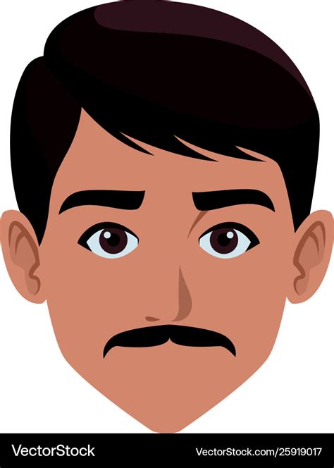 Indian man face avatar cartoon Royalty Free Vector Image