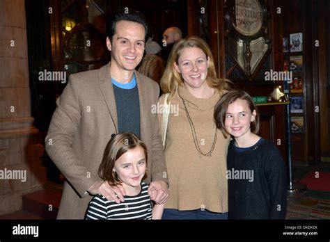 London, UK. 4th December 2013. Andrew Scott and his family arrive at ...