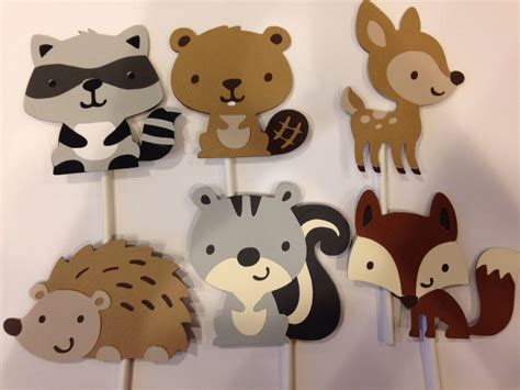 12 Woodland Animal Cupcake Toppers