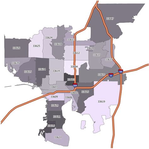 Tampa Zip Code Map - GIS Geography