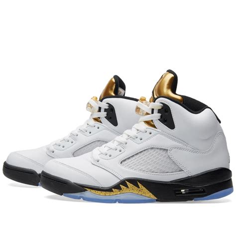 Nike Air Jordan 5 Retro (White, Black & Metallic Gold)