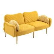 Resenkos Modern Velvet Fabric Sleeper Futon Sofa Bed Upholstered Loveseat Convertible Twin Bed ...