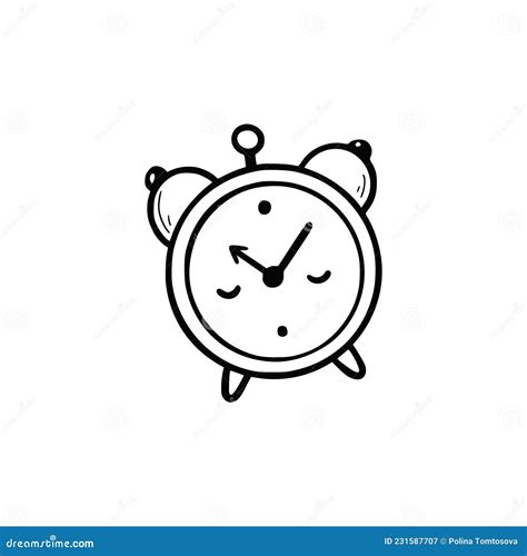 Hand Drawn Cute Alarm Clock Stock Vector - Illustration of clock, awake: 231587707