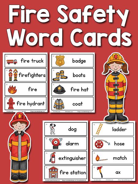 Fire Safety Picture-Word Cards - PreKinders Preschool Activities