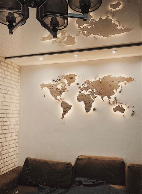 World Map Light Wood Wall Decor Large Travel LED Map - Etsy | World map wall decor, Map wall art ...