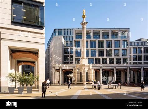 London Stock Exchange LSE building main entrance facing Paternoster Square, City of London, UK ...