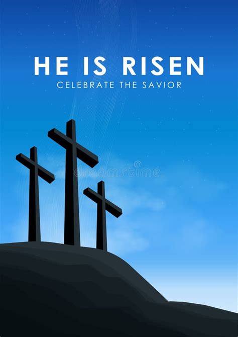 He Is Risen. Celebrate The Savior. Easter Church Banner With Open Tomb ...