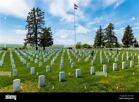 Custer National Cemetery; Little Bighorn Battlefield National Monument; Montana; USA Stock Photo ...