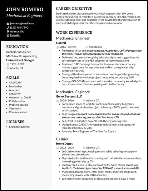 9 Mechanical Engineer Resume Examples Built for 2024